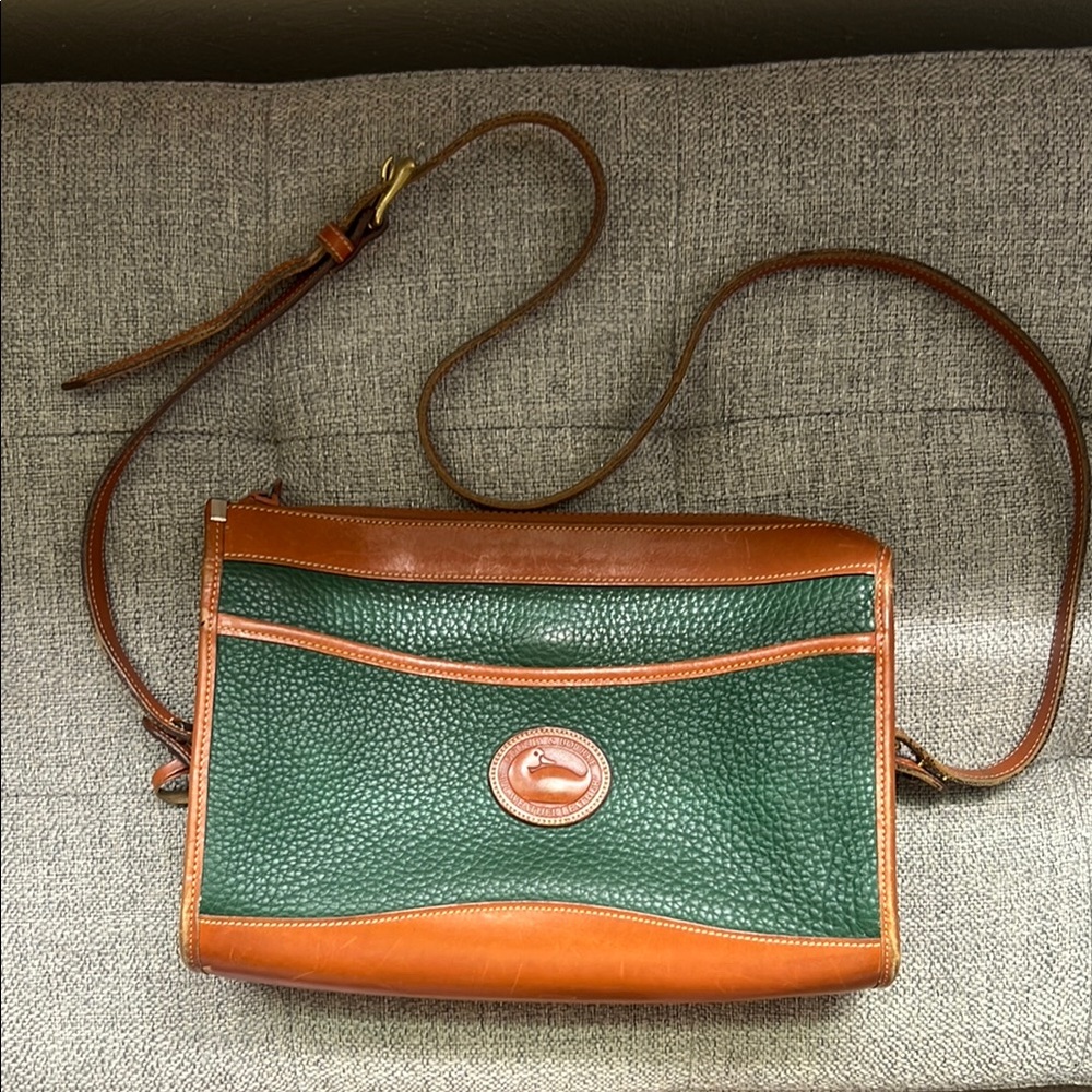 Dooney & Bourke Green and Brown Leather Crossbody Bag